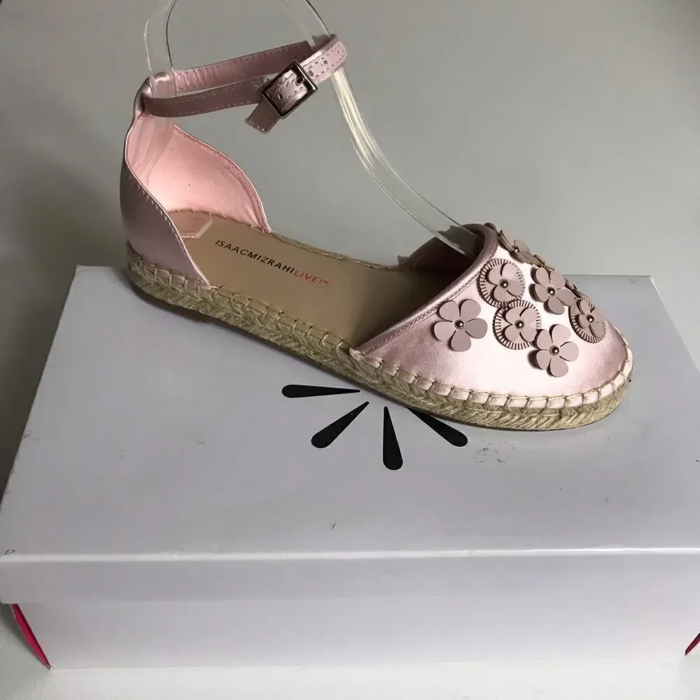 Isaac Mizrahi Floral Applique Satin Espadrilles
